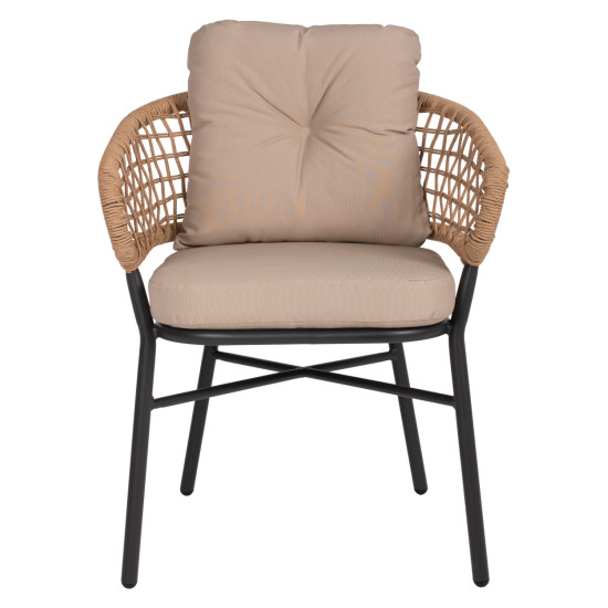 Πολυθρονα αλουμινιου dark grey επαγγελμ. rattan μαξιλαρι μπεζ hm5863.01 60x56x84 εκ. **