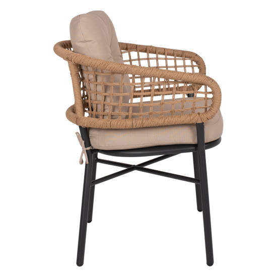 Πολυθρονα αλουμινιου dark grey επαγγελμ. rattan μαξιλαρι μπεζ hm5863.01 60x56x84 εκ. **