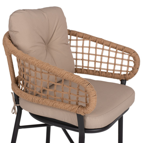 Πολυθρονα αλουμινιου dark grey επαγγελμ. rattan μαξιλαρι μπεζ hm5863.01 60x56x84 εκ. **