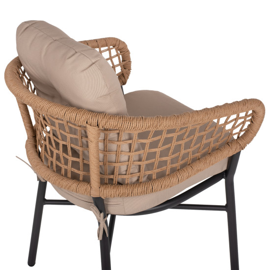 Πολυθρονα αλουμινιου dark grey επαγγελμ. rattan μαξιλαρι μπεζ hm5863.01 60x56x84 εκ. **