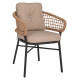 Πολυθρονα αλουμινιου dark grey επαγγελμ. rattan μαξιλαρι μπεζ hm5863.01 60x56x84 εκ. **
