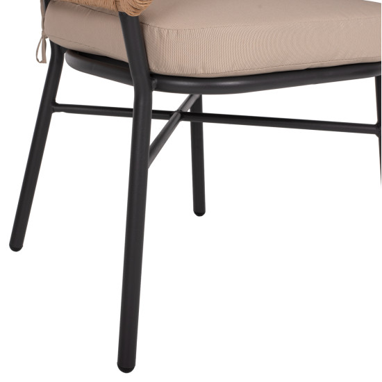 Πολυθρονα αλουμινιου dark grey επαγγελμ. rattan μαξιλαρι μπεζ hm5863.01 60x56x84 εκ. **