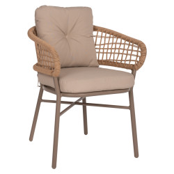 Πολυθρονα αλουμινιου μοκα επαγγελμ. rattan & μαξιλαρι μπεζ hm5863.02 60x56x84 εκ. **