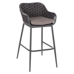 Σκαμπο αλουμινιου σκελετοσ ανθρακι-σχοινι καφε 50x50x103υεκ.hm5862.01 **