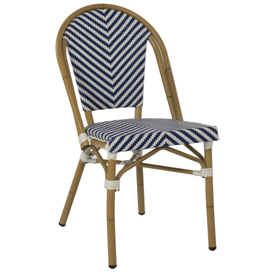 Καρεκλα bamboo look μπλε-λευκο hm5860.02 46x56x88y εκ. **