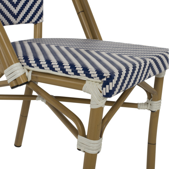 Καρεκλα bamboo look μπλε-λευκο hm5860.02 46x56x88y εκ. **