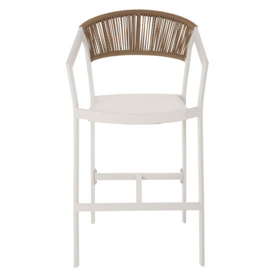 Σκαμπο αλουμινιου hm5892.12 μεσαιου υψουσ rattan & textline λευκο μπεζ 55x56,5x99y **