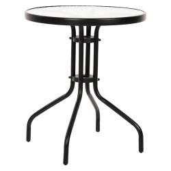 Τραπεζι lima φ60x68υεκ. μεταλλικο μαυρο με γυαλινη επιφανεια hm5079.03 **