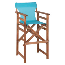 Σκαμπο σκηνοθετη καρυδι με μαξιλαρι pvc γαλαζιο hm10374.08 58x58x118yεκ. **