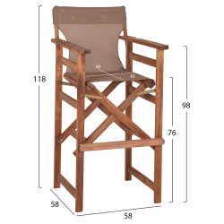 Σκαμπο σκηνοθετη λημνοσ καρυδι με textilene μοκα hm10374.04 58x58x118yεκ. **