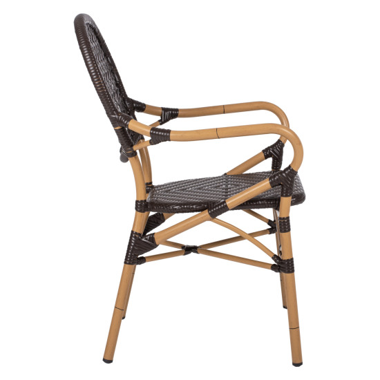 Πολυθρονα αλουμινιου bamboo look καφε και καφε pe rattan hm5926.01 56x62x95yεκ. **