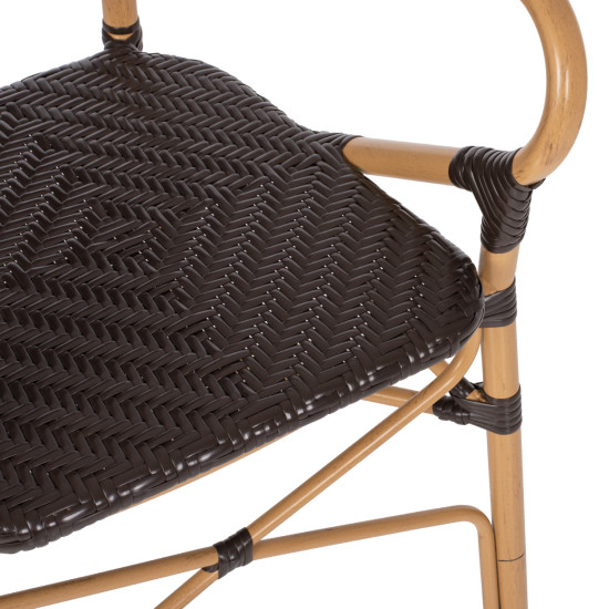 Πολυθρονα αλουμινιου bamboo look καφε και καφε pe rattan hm5926.01 56x62x95yεκ. **