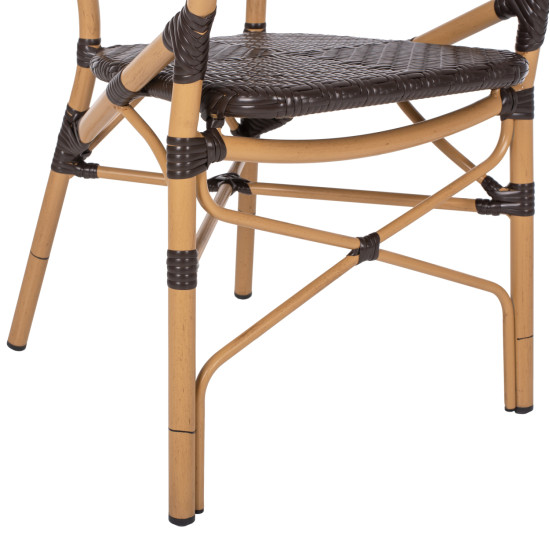 Πολυθρονα αλουμινιου bamboo look καφε και καφε pe rattan hm5926.01 56x62x95yεκ. **