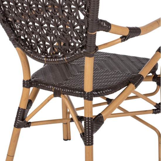 Πολυθρονα αλουμινιου bamboo look καφε και καφε pe rattan hm5926.01 56x62x95yεκ. **