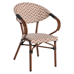 Πολυθρονα bamboo look hm5861.03 καφε-λευκο 58.5x58x82υεκ. **