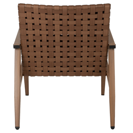 Πολυθρονα felipe hm5868.01 μεταλλο οψη ξυλου & rattan δερμα-look 63,5x75,5x77εκ. **