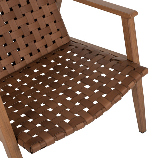 Πολυθρονα felipe hm5868.01 μεταλλο οψη ξυλου & rattan δερμα-look 63,5x75,5x77εκ. **