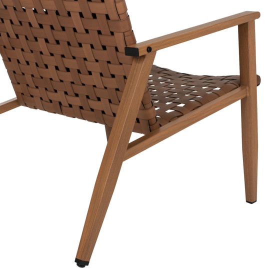 Πολυθρονα felipe hm5868.01 μεταλλο οψη ξυλου & rattan δερμα-look 63,5x75,5x77εκ. **