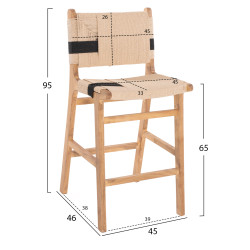 Σκαμπο μεσαιου υψουσ hm9325.01 rubberwood & σχοινι-φυσικο rustic 45x46x95υεκ. ** Σκαμπο μεσαιου υψουσ hm9325.01 rubberwood & σχοινι-φυσικο rustic 45x46x95υεκ. **