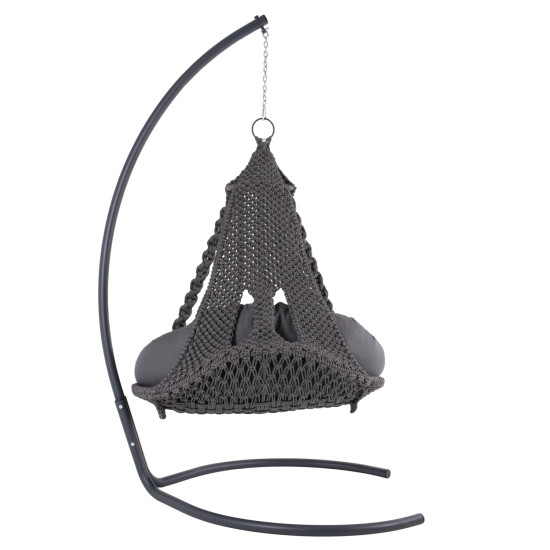 Κρεμαστη φωλια august μακραμε-μεταλλο ανθρακι hm5922.10 123x113x145υεκ. **