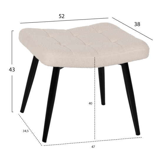Πολυθρονα μπερζερα crawley με υποποδιο hm8918.25 υφασμα μπουκλε λευκο 70x74x105y εκ. **