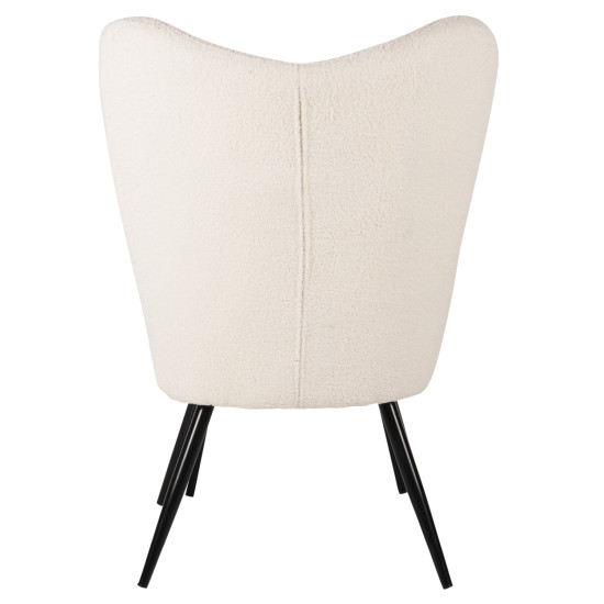 Πολυθρονα μπερζερα crawley με υποποδιο hm8918.25 υφασμα μπουκλε λευκο 70x74x105y εκ. **