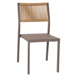 Καρεκλα αλουμινιου σαμπανι με rattan & textline hm5921.03 46x55,5x83 εκ. **
