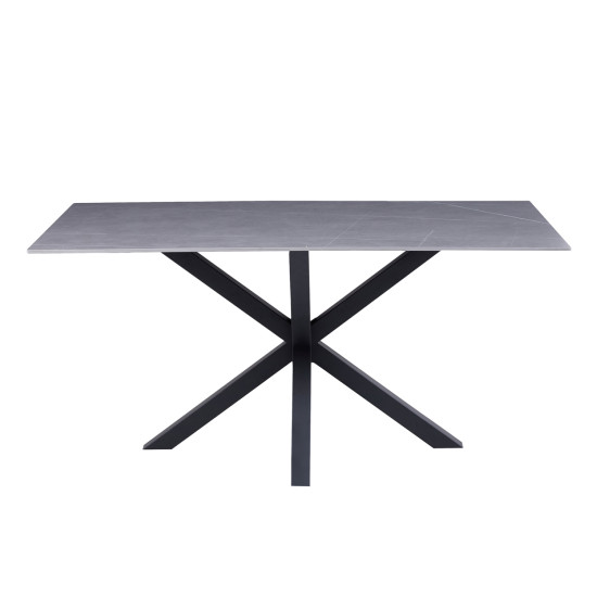 Τραπεζι σαλονιου hm9470.05 grey marble-μαυρη μεταλ.βαση 120x60x45,5yεκ. **