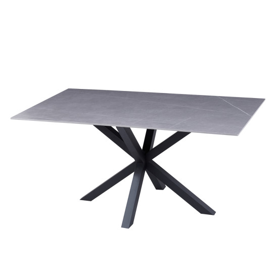 Τραπεζι σαλονιου hm9470.05 grey marble-μαυρη μεταλ.βαση 120x60x45,5yεκ. **