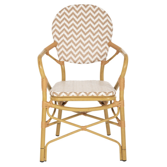 Πολυθρονα αλουμινιου bamboo look φυσικο - λευκο hm5928.03 55x58x95 εκ. **