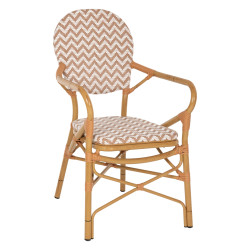 Πολυθρονα αλουμινιου bamboo look φυσικο - λευκο hm5928.03 55x58x95 εκ. **