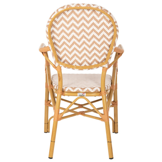 Πολυθρονα αλουμινιου bamboo look φυσικο - λευκο hm5928.03 55x58x95 εκ. **