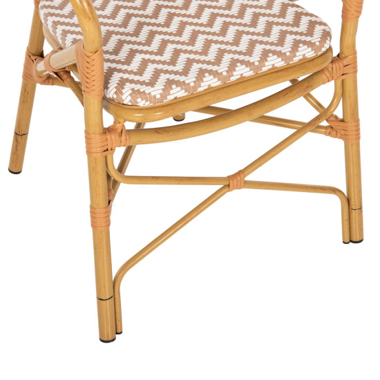 Πολυθρονα αλουμινιου bamboo look φυσικο - λευκο hm5928.03 55x58x95 εκ. **