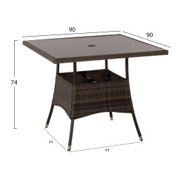 Σετ τραπεζαριασ εξωτ.χωρου 5τμχ hm5965 καφε rattan-μεταλλικοσ σκελετοσ-γυαλινη επιφανεια **
