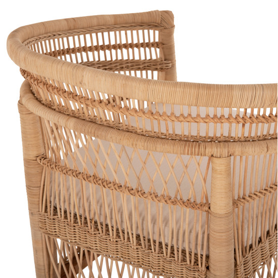 Πολυθρονα malawi hm9635.04 ξυλο μαονι επενδυση rattan λευκο μαξιλαρι καθισματοσ 80x70x86υεκ. **