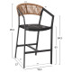 Σκαμπο αλουμινιου hm5892.15 μεσαιου υψουσ rattan & textline μαυρο μπεζ 55x56,5x99υ **