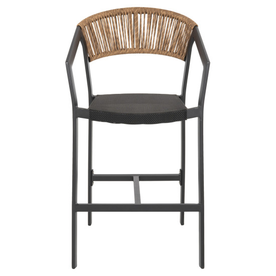 Σκαμπο αλουμινιου hm5892.15 μεσαιου υψουσ rattan & textline μαυρο μπεζ 55x56,5x99υ **