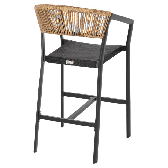 Σκαμπο αλουμινιου hm5892.15 μεσαιου υψουσ rattan & textline μαυρο μπεζ 55x56,5x99υ **