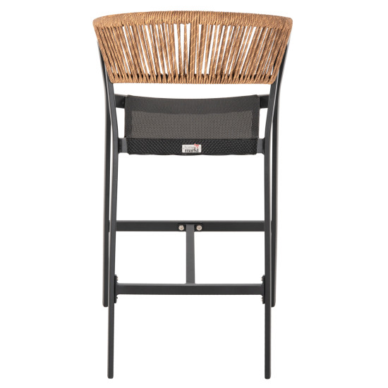 Σκαμπο αλουμινιου hm5892.15 μεσαιου υψουσ rattan & textline μαυρο μπεζ 55x56,5x99υ **