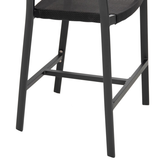 Σκαμπο αλουμινιου hm5892.15 μεσαιου υψουσ rattan & textline μαυρο μπεζ 55x56,5x99υ **