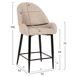 ΣΚΑΜΠΟ ΜΕΣΑΙΟΥ ΥΨΟΥΣ SARKY HM8586.02 ΥΦΑΣΜΑ ΜΠΟΥΚΛΕ ΕΚΡΟΥ-ΜΑΥΡΑ ΜΕΤΑΛ. ΠΟΔΙΑ 55x62x105Yεκ. - 2τεμ ** ΣΚΑΜΠΟ ΜΕΣΑΙΟΥ ΥΨΟΥΣ SARKY HM8586.02 ΥΦΑΣΜΑ ΜΠΟΥΚΛΕ ΕΚΡΟΥ-ΜΑΥΡΑ ΜΕΤΑΛ. ΠΟΔΙΑ 55x62x105Yεκ. - 2τεμ **