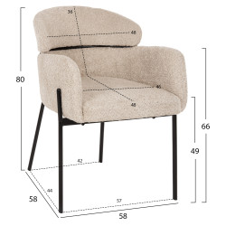 ΠΟΛΥΘΡΟΝΑ WOLF HM8583.02 ΕΚΡΟΥ ΥΦΑΣΜΑ ΜΠΟΥΚΛΕ ΜΕ ΜΕΤΑΛΛΙΚΑ ΠΟΔΙΑ 56x62x80Yεκ. - 2τεμ **