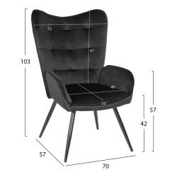 Πολυθρονα μπερζερα crawley με υποποδιο hm8918.04 μαυρο βελουδο 70x57x103y εκ. ** Πολυθρονα μπερζερα crawley με υποποδιο hm8918.04 μαυρο βελουδο 70x57x103y εκ. **