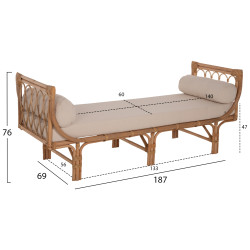 Καναπεσ εξωτερικου χωρου charmella hm9659 φυσικο rattan-μπεζ μαξιλαρια 187x69x76yεκ. **