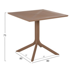 Τραπεζι πολυπροπυλενιου τετραγωνο lunar hm5930.14 καπουτσινο 80x80x75υ εκ. **