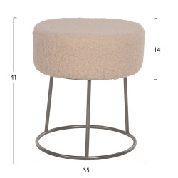 Σκαμπο karlo hm8411.23 με λευκο μπουκλε υφασμα με ασημι βαση φ35x41υεκ. ** Σκαμπο karlo hm8411.23 με λευκο μπουκλε υφασμα με ασημι βαση φ35x41υεκ. **