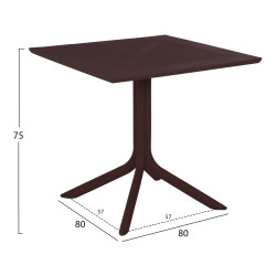 Τραπεζι πολυπροπυλενιου τετραγωνο lunar hm5930.13 καφε 80x80x75yεκ. **