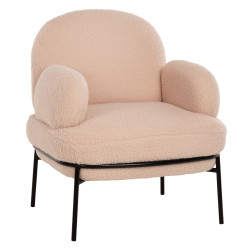 Πολυθρονα agnes hm9525.20 εκρου μπουκλε-μαυρα μεταλλικα ποδια 74x71x83υεκ. **