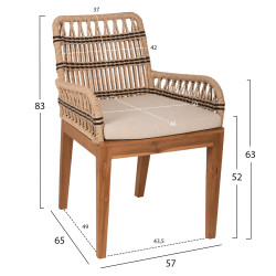 Πολυθρονα stardom hm9760.02 ξυλο τεακ και σχοινι φυσικο με ανθρακι 57x65x83yεκ. ** Πολυθρονα stardom hm9760.02 ξυλο τεακ και σχοινι φυσικο με ανθρακι 57x65x83yεκ. **