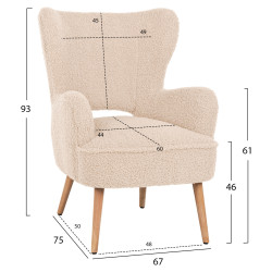 Μπερζερα πολυθρονα mylie λευκο μπουκλε hm8394.23 66x76x90υ εκ. **